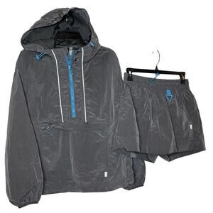 Fabletics SET Size Small Shimmer Hiking Jacket and Shorts Gray Windbreaker Nylon